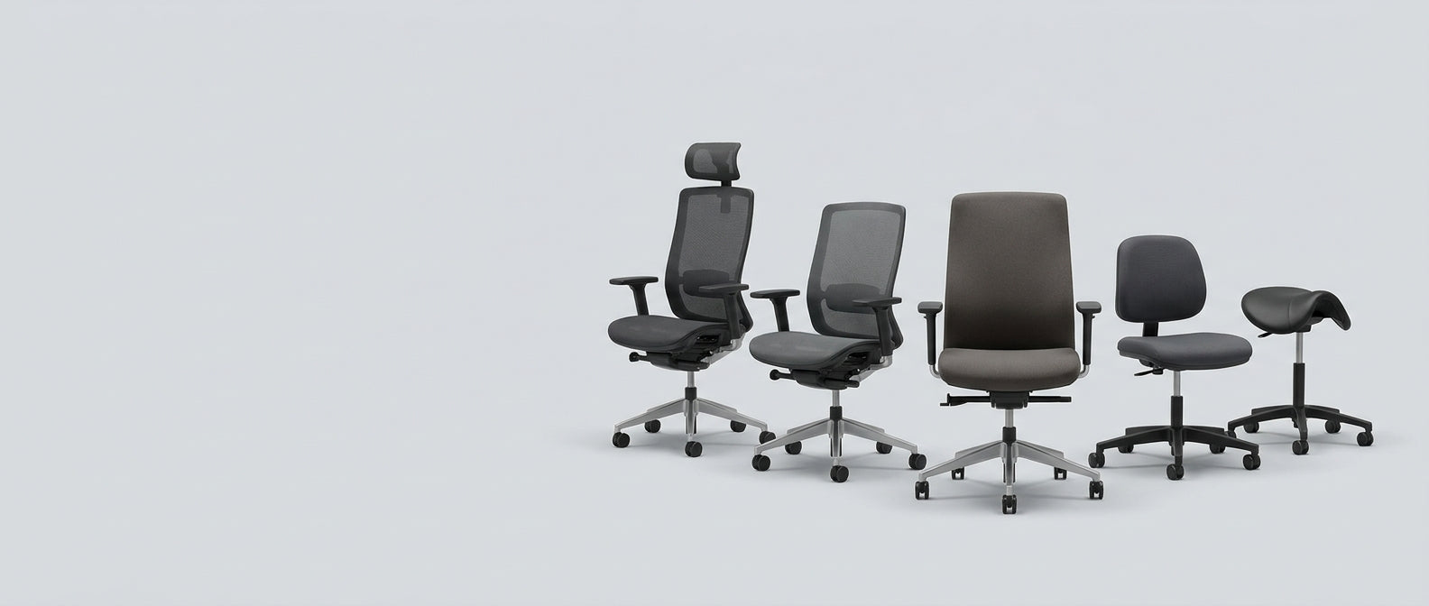 Utvalg av ergonomiske kontorstoler — brukt og nytt, kvalitetssikret